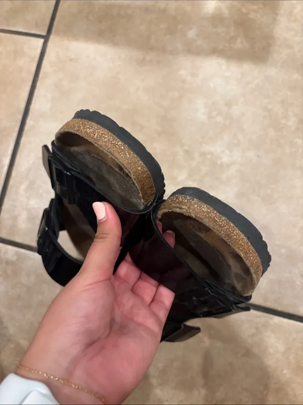 Birkenstock Black Patent Leather Arizona Double Strap Sandals - Image 3
