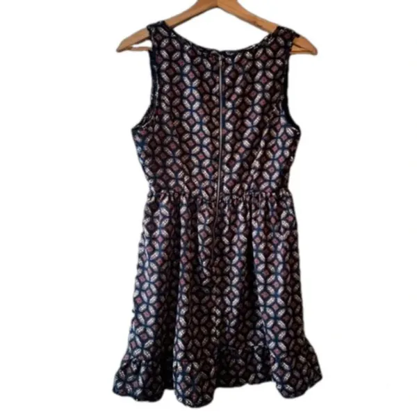 Vintage Blue Geometric print mini dress Medium sundress y2k sleeveless boho - Image 2