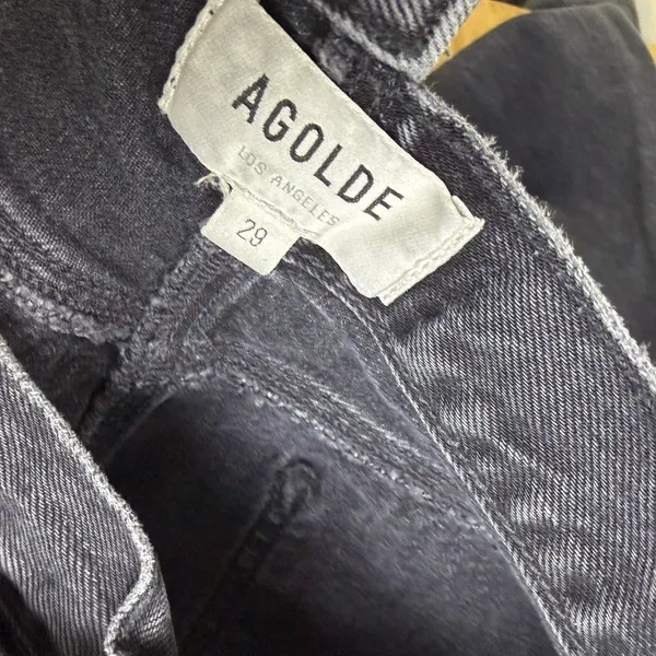 Agolde Criss Cross High Waist Jeans 29 Womens Black Shambles Cotton Frayed - Image 10