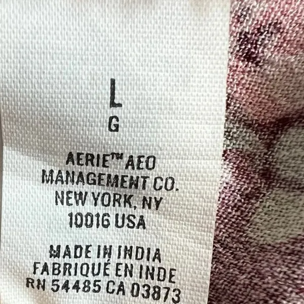 Aerie burgundy floral mini dress, gathered waist & cuffs, size L - Image 12