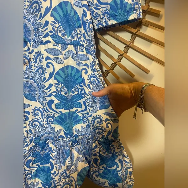Women’s Sugarlips Biller Floral Stacie Button Down Mini Dress Blue Nautical M 🐟 - Image 8