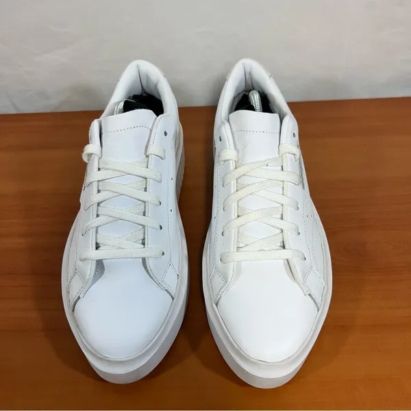 Adidas Sleek Platform White Gold Women's Leather Sneaker Size 8.5 #696 - Image 2