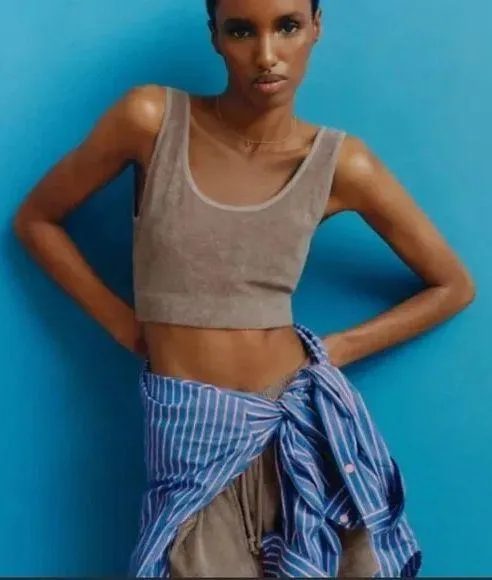 ZARA Tan Terrycloth Shorts Set - Image 3