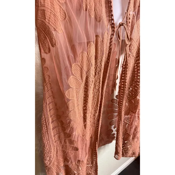 Style Apparel Womens Large Duster Cardigan Mesh Embroidered Lace Boho Western‎ - Image 5