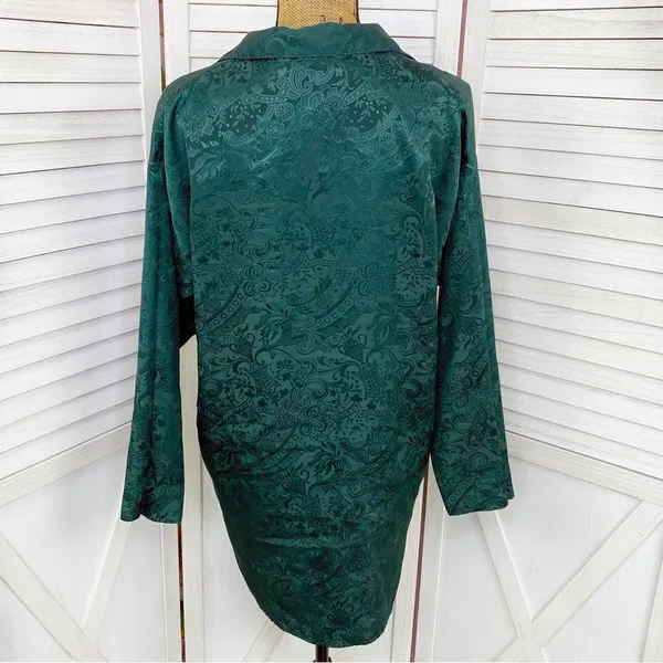 Victoria’s Secret Vintage‎ Satin Brocade Nightshirt Green Small - Image 4