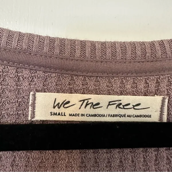 Free People Santa Clara Thermal Waffle Knit Long Sleeve Womens Small - Image 4
