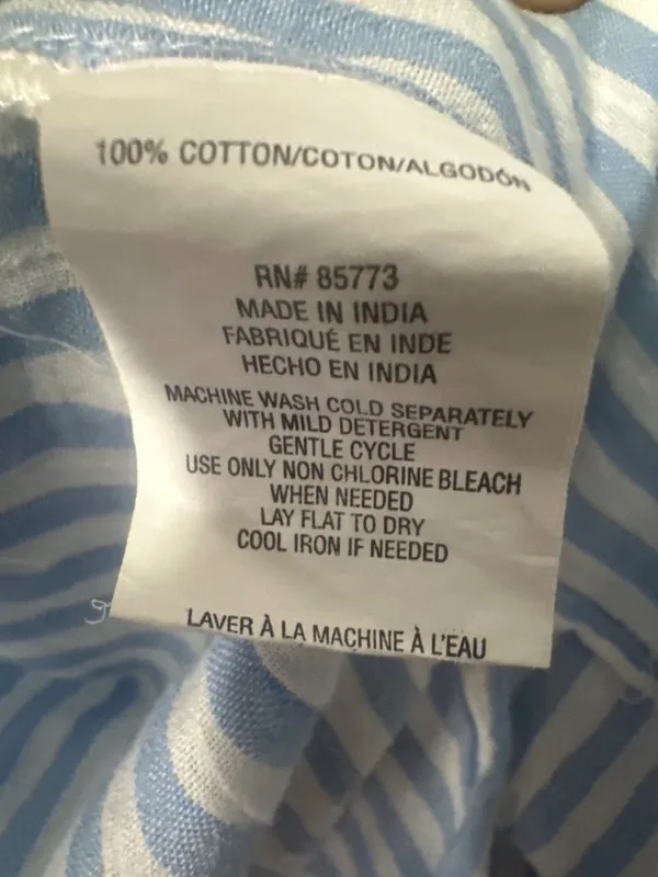 O’Neill Women’s M Blue White Striped Cotton Tunic Blouse Coastal Beach Oversized - Image 4