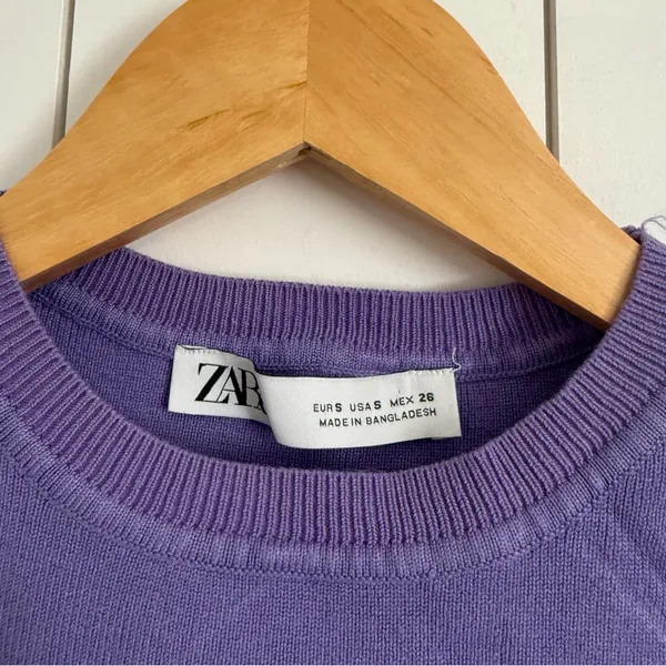 Zara Purple Cropped Knit Top - Image 2