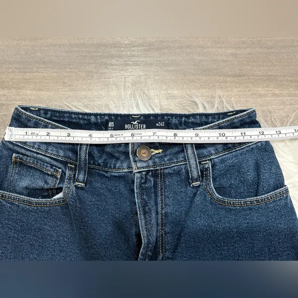Hollister Dark Blue Ultra High-Rise Dad Jeans Size 00 Short - Image 4