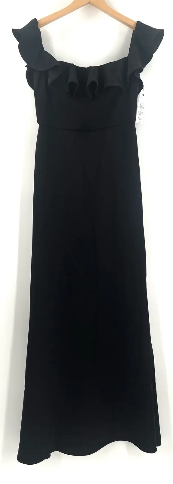 MSK Dress Size Small Maxi Formal Gown Black Evening Off the Shoulder Ruffle Prom - Image 2