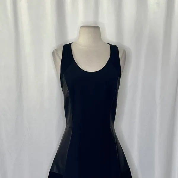 RAG & BONE Leather Montrose Fit‎ N' Flare Little Black Dress Panel Mini Size 6 - Image 3