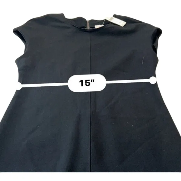 NWT Maeve by Anthropologie Black Cap-Sleeve Seamed Shift Mini Dress Size Medium - Image 12