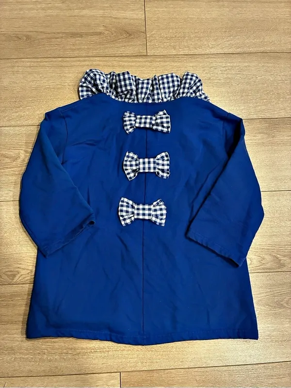 Elizabeth Wilson Women’s Blue Gingham Ruffle 3/4 Sleeve Top Size M - Image 2