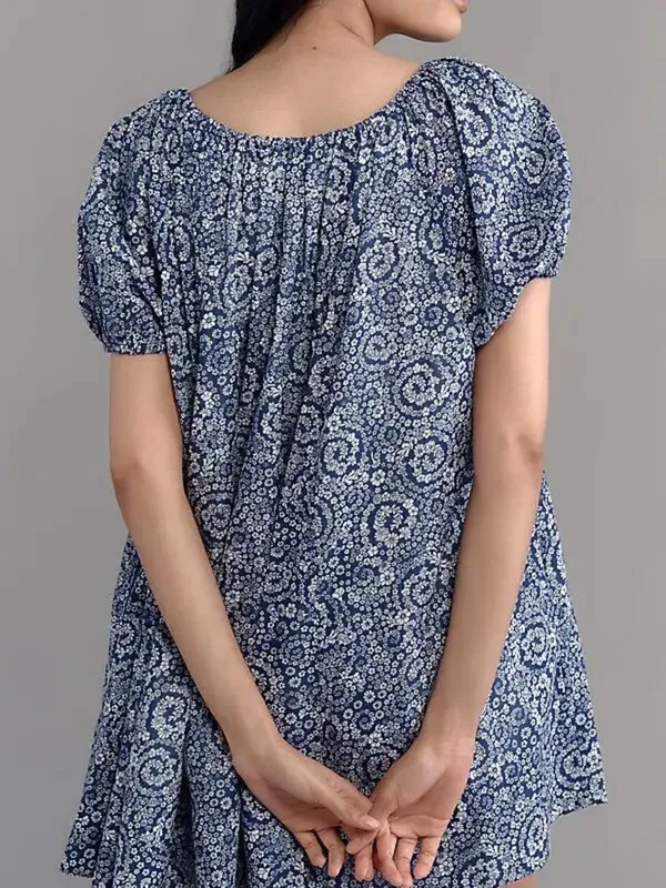Anthropologie Maeve Mini Swing Dress‎ Blue White Ditsy Floral NWT Small - Image 11