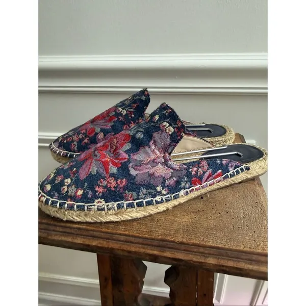 Nine West Volley Espadrille Mule Blue Red Silver Textile 9 - Image 2