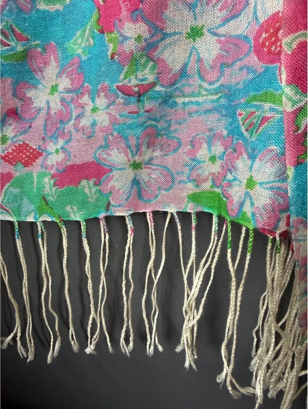 Lilly Pulitzer Floral Silk Cashmere Shawl Wrap - Image 7