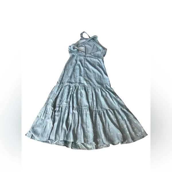 NWT Lulus Celebration Charm Blue Satin Jacquard‎ Halter Midi Dress - Image 5