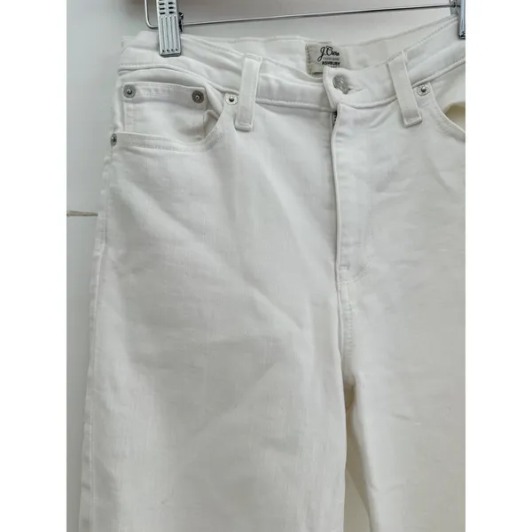 J.Crew‎ Ashbury Flare Jeans White High Rise Stretch Denim F1940 Size 27 - Image 4