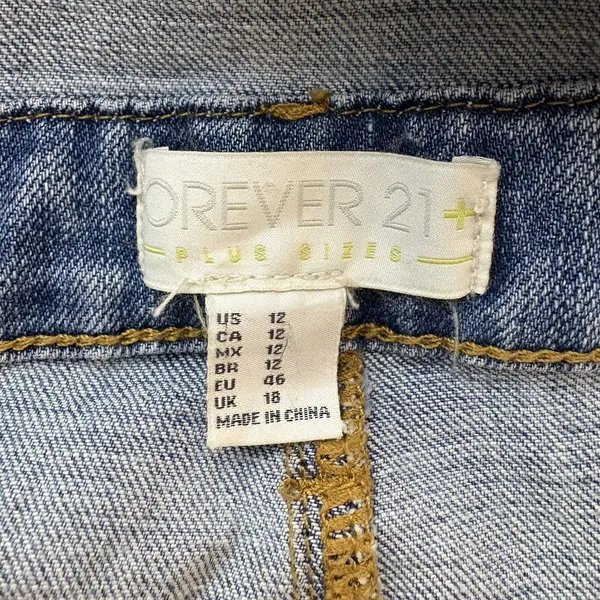 Forever 21+ Blue Denimwear Overalls Distressed Destroyed Med Wash Size 12 - Image 6