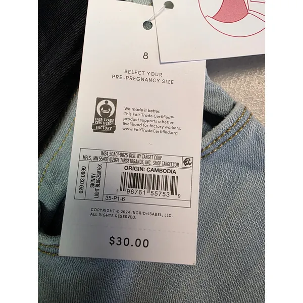 Isabel‎ Maternity Skinny Over The Belly Crossover Panel Jeans Light Blue Size 8 - Image 7