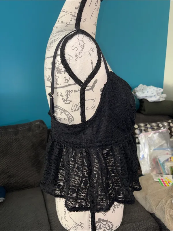 NWT Aerie Show Off High Tide Lace Tie Front Bra Top, XL - Image 3