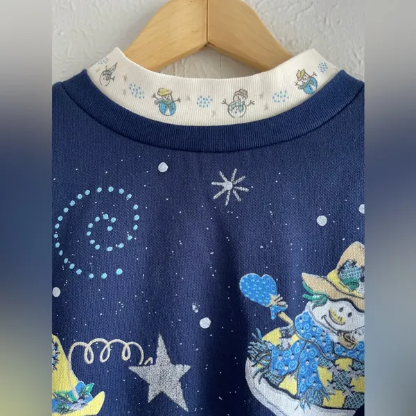 Wrangler Classic Blues Snowman Christmas Sweatshirt, Women's Size L - Image 4