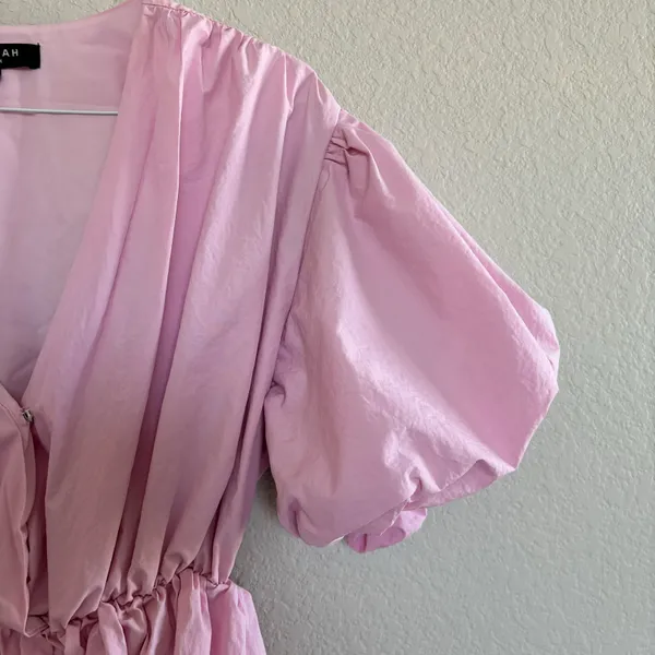 style bubblegum pink mini bubble dress puff sleeves - Image 4