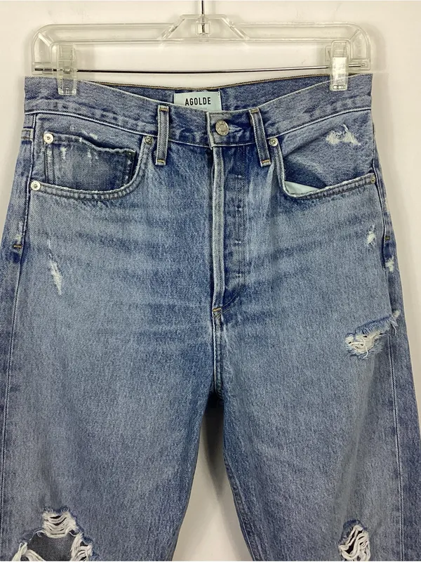Agolde 90's Fit Mid Rise Button Fly Distressed Loose Fit Jeans Size 26 - Image 3