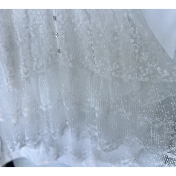 White Embroidered Floral Maxi Dress Flutter Sleeve Bridal Wedding Guest Fairy - Image 4