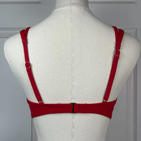 Red braided adjustable bikini top Size M - Image 2