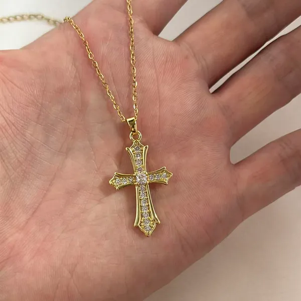 Adjustable CZ Cross Pendant Necklace for Women - Image 5