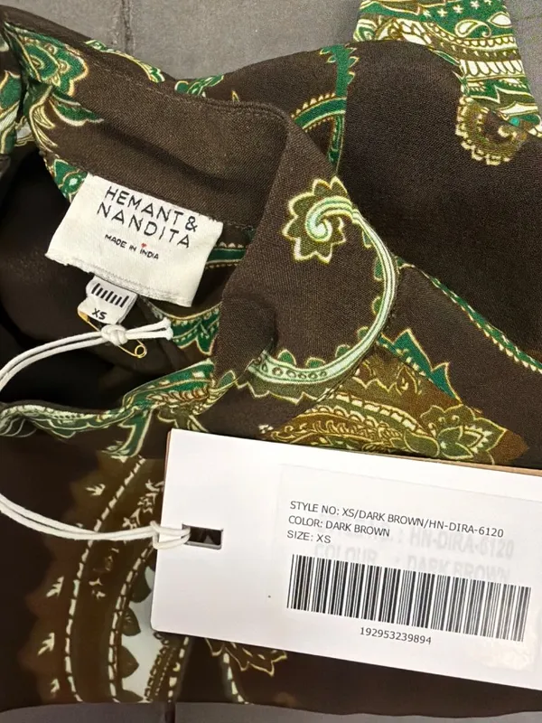 Hemant & Nandita Boxy Top Dark Brown Womens Size XS - Image 7