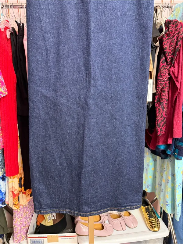 Zara Blue Denim Maxi Skirt High Rise Straight Column Long Jean Skirt. Size S - Image 4