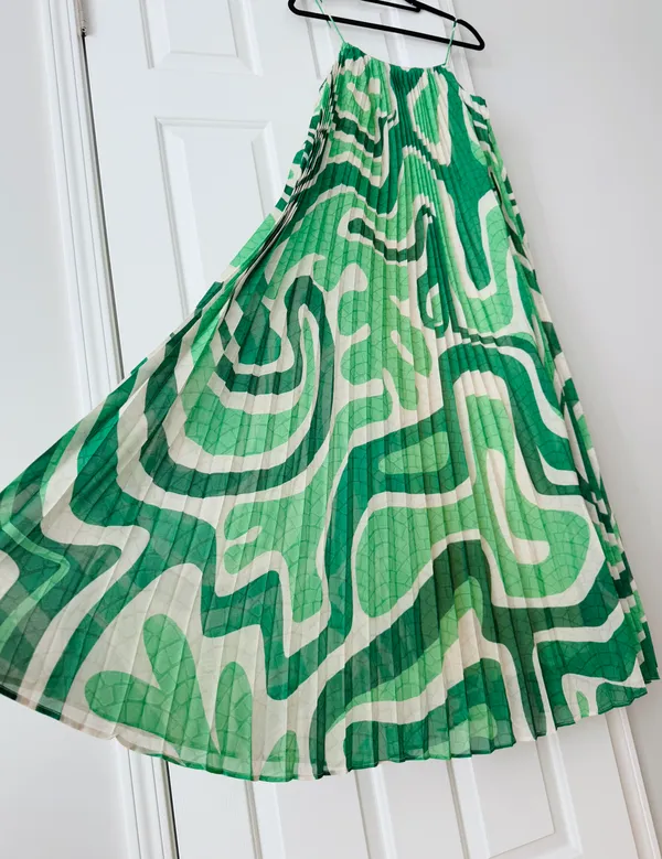 Farm Rio Square Neck Pleated A-Line Maxi Dress, Size M - Image 8