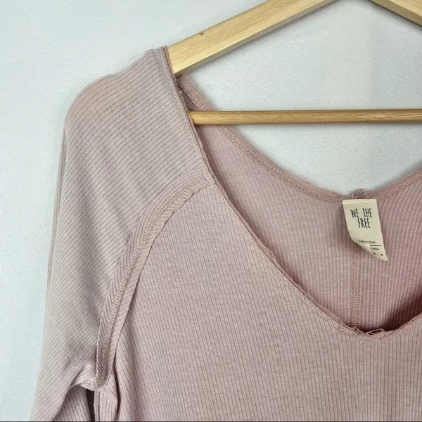 Free People We‎ the Free Light Pink Tangerine Swing Long Sleeve Tee S - Image 4