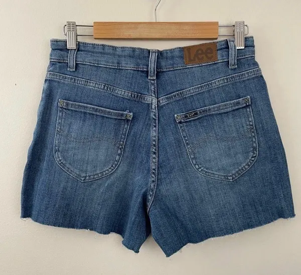 Lee High Rise Relaxed Fit Stretch Denim Jean cutoffs cut off shorts Blue 10 new - Image 3