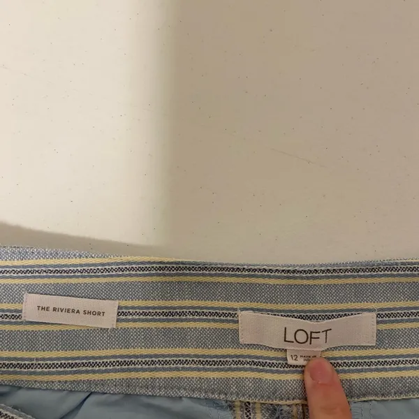 NWOT LOFT women’s The‎ Riviera blue yellow stripe shorts size 12 - Image 6