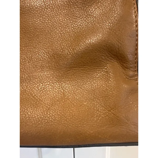 Brighton Tri-Color Leather Tote Bag Brown Cream Black Heart shoulder purse - Image 6