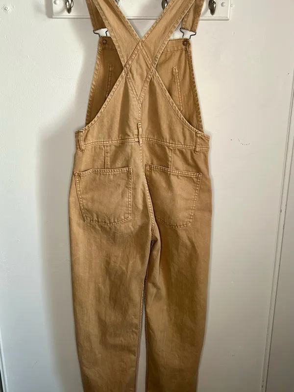 Free People We The Free Ziggy Cotton Denim Overalls - Tan / Camel Brown - Image 11