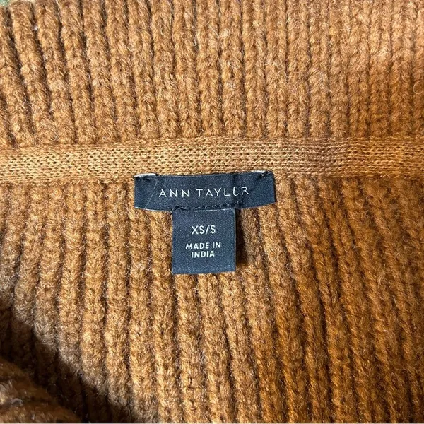 Ann Taylor Ribbed Zip Oversized Poncho Sweater Size XS/Small Caramel Cozy - Image 6