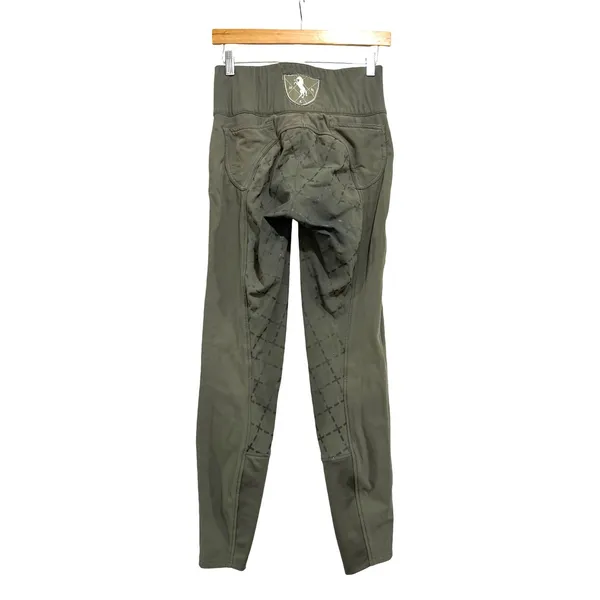 Horze Desiree High Waisted Full Seat Silicone Grip Riding Breeches Olive USA 26 - Image 2