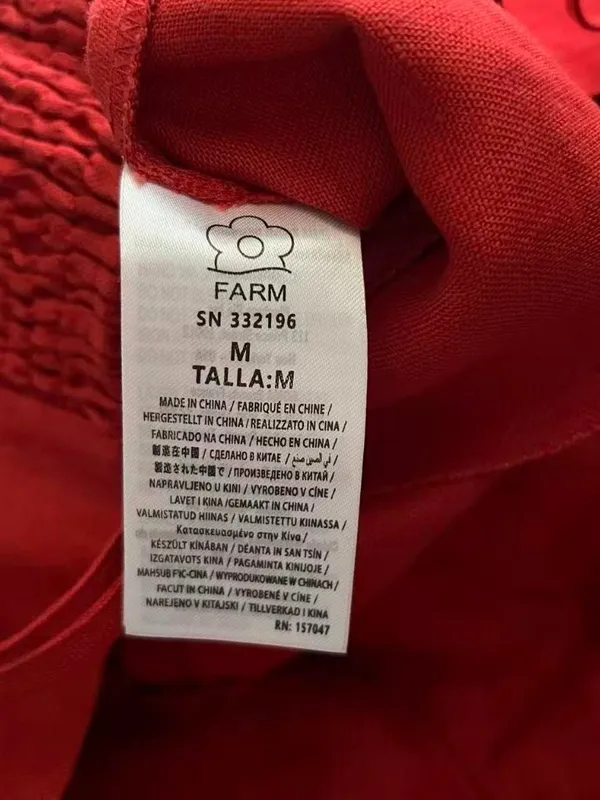 NWOT Farm Rio Red 3D Petals Bodice Euroflax Premium Linen Jumpsuit M Wide-Leg - Image 12