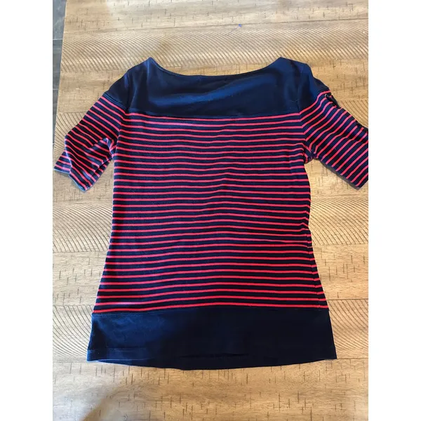 Lauren Ralph Lauren‎ Striped Nautical Boatneck Top – Lace-up Sleeves – Medium - Image 5