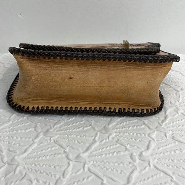 Source Unknown Tooled Leather Embroider bag - Image 4