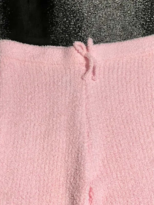 Womens XL Mini Society pink fuzzy knit flared lounge pants - Image 3