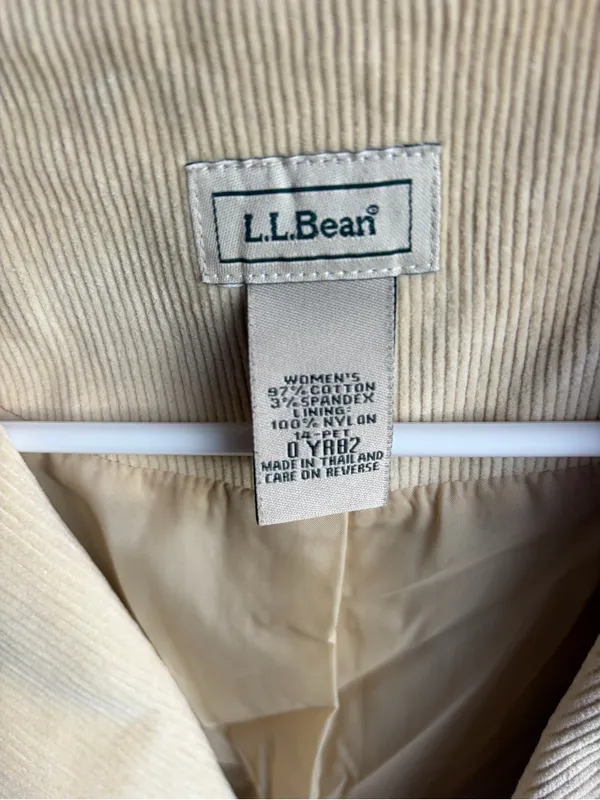 L.L. Bean Women's Light Cream Corduroy Blazer 14Petite Vtg - Image 3