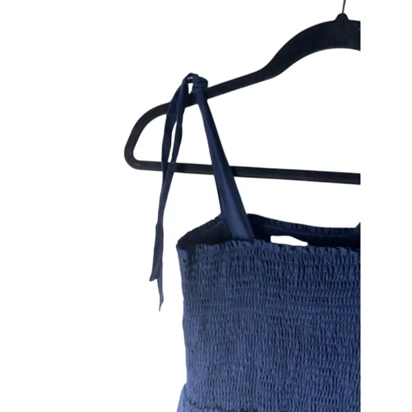 Pink Lily Navy Blue Eyelet Smocked Sundress Midi S Coquette - Image 4