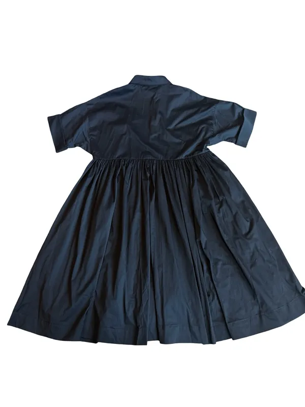 Kate Spade Black Cotton Midi Dress Sleeve Full Shirt Button Down Medium Women's - Image 7