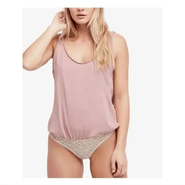 Free People Sydney Dusty Rose Mauve Oversized Tank Top Bodysuit Medium - Image 8