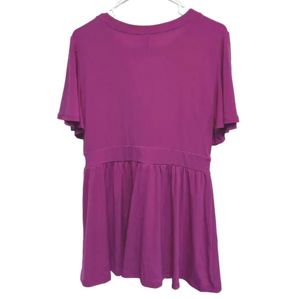 Torrid Fuschia Studio Knit Choker Surplice Babydoll Top Size 0 (12) - Image 4